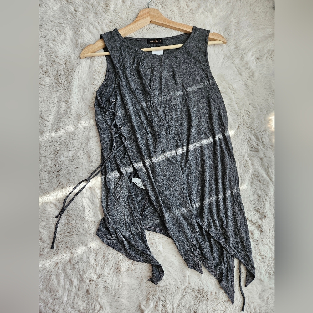 Gray Lace-Up Tank Top
